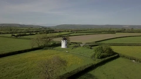 Windmill overhead England drone shot Stock Footage 199426438