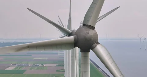 Windmill park green energy from drone view, windmill offshore wind farm in the Video stock 276295116