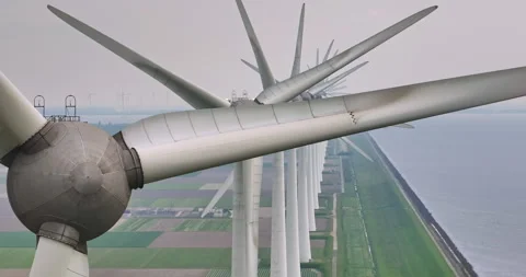 Windmill park green energy from drone view, windmill offshore wind farm in the Vídeos de archivo 276414466