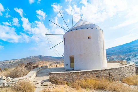 Windmill of Paros island Stockfoto's