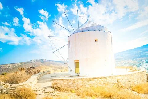 Windmill of Paros island 스톡 사진