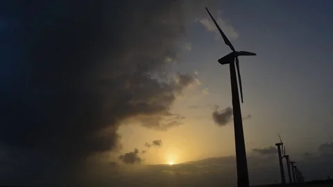 Windmill with passing clouds and sun timelapse 4K Stock Footage 70165922