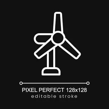 Windmill pixel perfect white linear icon for dark theme Stock Illustration
