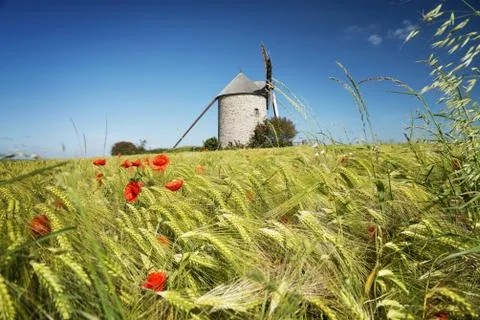 Windmill in Pontorson Stock Photos