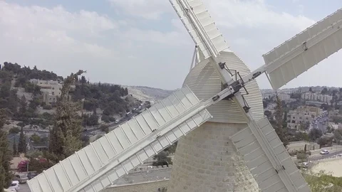 Windmill pov of jerusalem Video stock 92009133