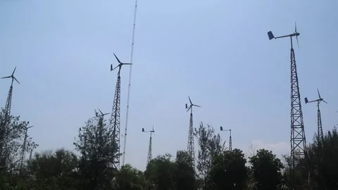 Windmill power electricity, environmentally friendly energy. Stock Footage 279657075