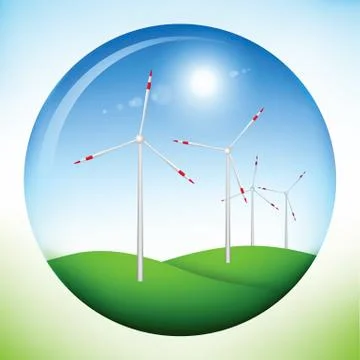 Windmill power generators inside sphere 스톡 일러스트