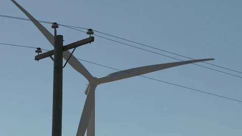 Windmill with Power Lines 스톡 동영상 79801078