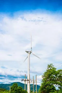 Windmill power phuket Stock Photos