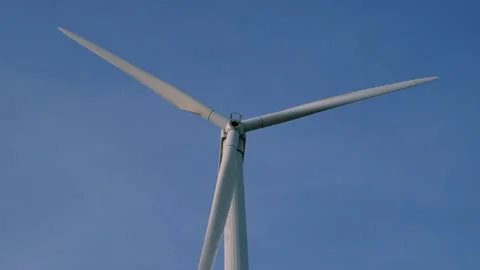 Windmill power plant on sky background Stock Footage 197284679