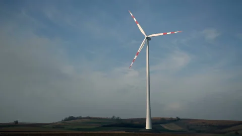 Windmill power turbines generating clean renewable energy Wind power technology Stock Footage 99522187