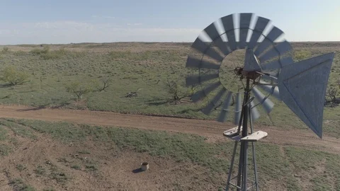 WIndmill on Prairie Stock Footage 129960195