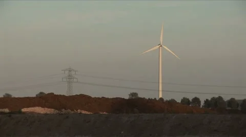 Windmill pylon electricity Stock Footage 5763397