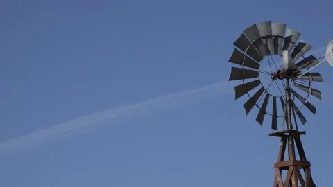 Windmill on a ranch in Wyoming. 4K Stock Footage 164412286