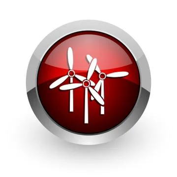 Windmill red circle web glossy icon. 库存插图