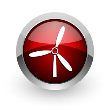 Windmill red circle web glossy icon. Illustrazione stock