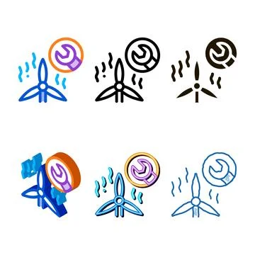 Windmill repair icon diversity vector outline 스톡 일러스트