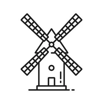 Windmill retro building for flour bread processing Stock Illustration