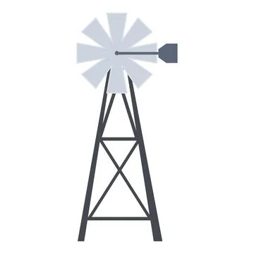 Windmill rotating and generating clean energy on farm Stock Illustration