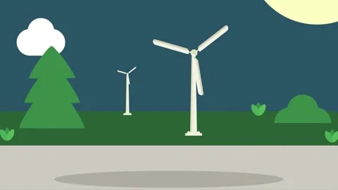 Windmill Rotating Nice Animation Video Stock Footage 170071530