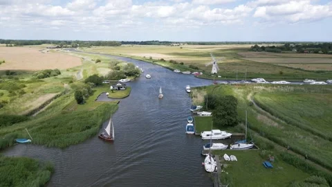 Windmill Sails and Boats Stock Footage 262052247