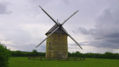 Windmill of Santenay in Burgundy. An old windmill in the countryside of France Stock Footage 201457945