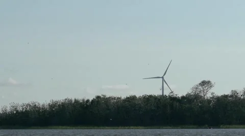 Windmill by sea 1 Stock Footage 52486985