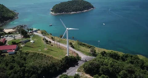Windmill with sea on the background, Phuket Stock Footage 121695693
