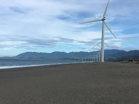 Windmill by the sea Stock Photos