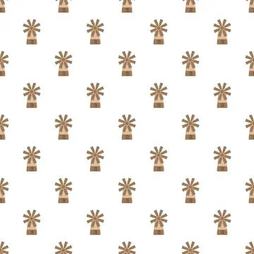 Windmill seamless pattern with flat design style イラスト素材