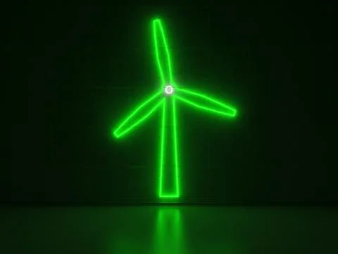 Windmill - series neon signs Illustrazione stock
