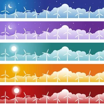 Windmill set Stock Illustration