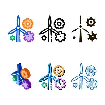 Windmill settings multipack icon vector outline Stock Illustration