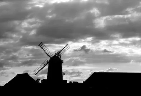 Windmill Sihlouette Stock Photos