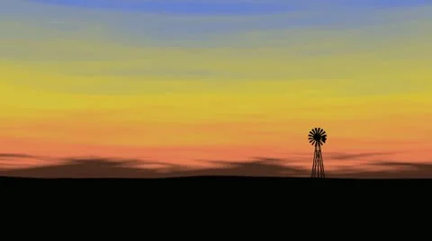 Windmill Silhouette Vídeo Stock 10792875