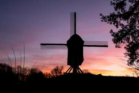 Windmill silhouette Stock Photos