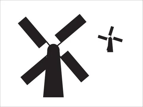 Windmill Silhouettes Stock Illustration