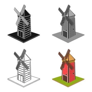 Windmill, single icon in cartoon style.Windmill vector symbol stock illustration Ilustración de archivo