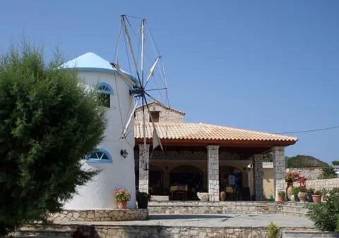 Windmill in Skinary, Zakynthos Stock Photos