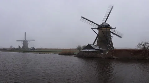 風車雪景  Windmill snow scene Stock Footage 147924625