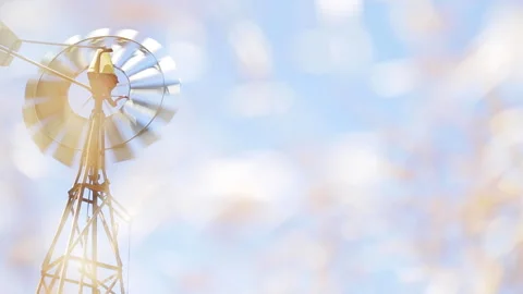 Windmill spinning in wind Stock Footage 262294336