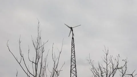 Windmill Spins in The Wind Stock Footage 313251300