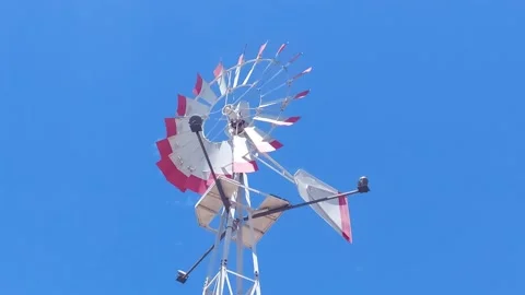 Windmill starting slow going fast Stock Footage 173581997