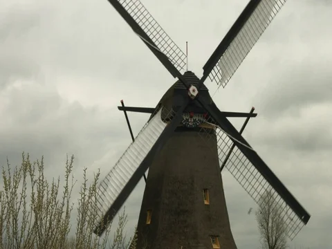 Windmill in the storm Stock Footage 73779572