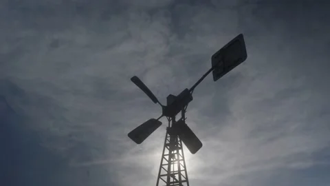 Windmill with sun in the background Video stock 150266236