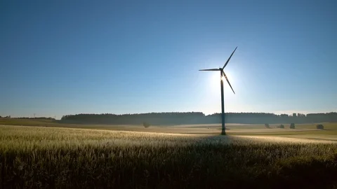 Windmill at sunrise Stock Footage 111783661