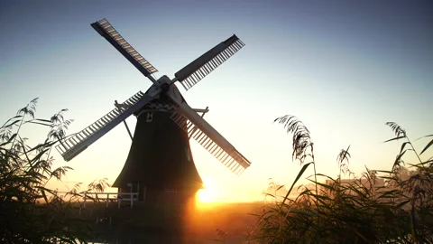 Windmill sunrise Stock Footage 132050459