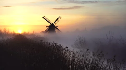 Windmill sunrise Stock Footage 132903623