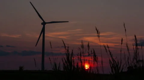 Windmill Sunset 1080 MLRAW Stock-Footage 40799475