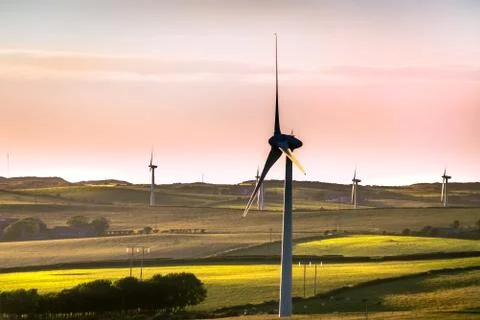 Windmill Sunset Evening Sky Stock Photos